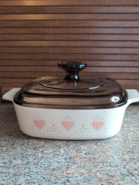 Vintage Corning Ware Forever Yours Square 1 Liter Casserole Dish with Lid A-1-B